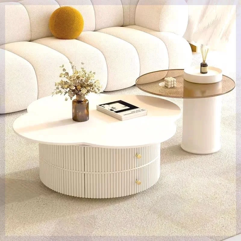 

Cream Wind Rock Plate Modern Metal Top Adjustable Design Living Room Furniture Tea Table Light Luxury Small Unit New Flower