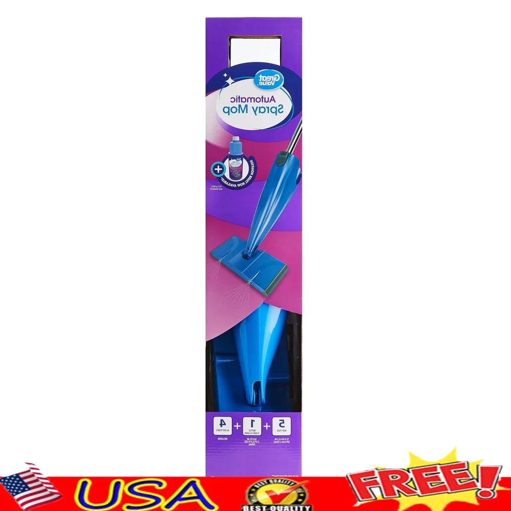 

Automatic Spray Mop Kit with 5 Pads Cleaning Solution Easy Assembly All Hard Floor Surfaces Battery Operated Mopping System