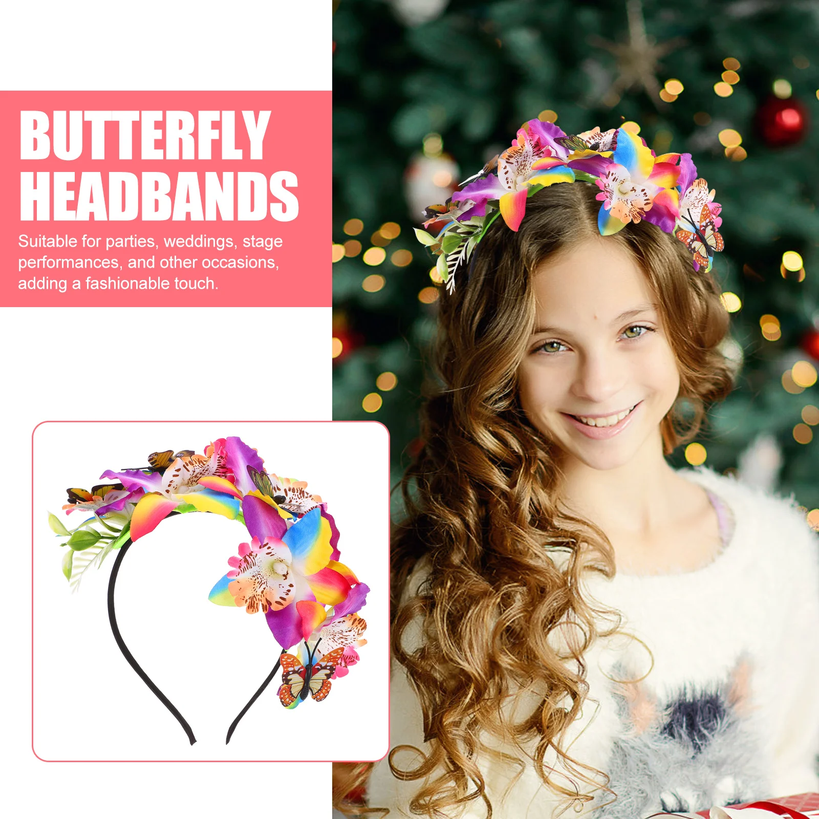 

Adjustable Butterfly Flower Headband For Women Prom Wedding Tea Party Decorative Flower Butterfly Headband Hair Accessories