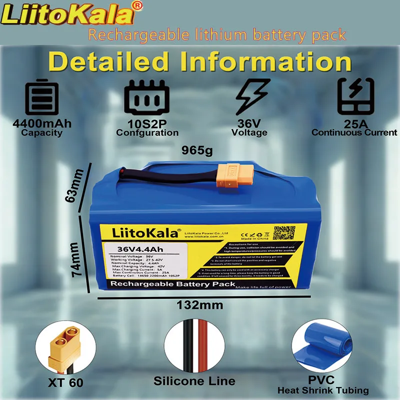 

LiitoKala Перезаряжаемый литиевый аккумулятор 36 В 4,4 Ач 5,2 Ач Высокий слив 2-колесный электрический скутер Самобалансирующийся