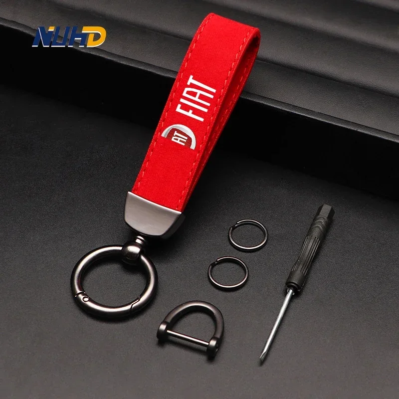 Suede Car Keychain For FIAT 500 Jeep Dodge RAM SRT Alfa Romeo Ferrari Bentley Abarth Key Rings Anti-loss Protector Accessories