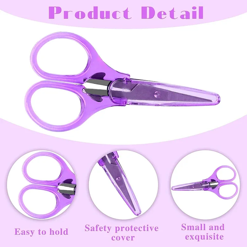 Kids Scissors Paper Cutting Scissors with Cap Sharp Scissors with Safe Cover Stainless Steel Mini Sewing Knitting Crafting Tool