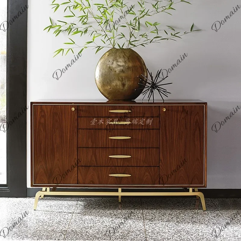 Zl MModern light luxury complete living room double door dining side cabinet new Chinese simple wall storage tea short cabinet q