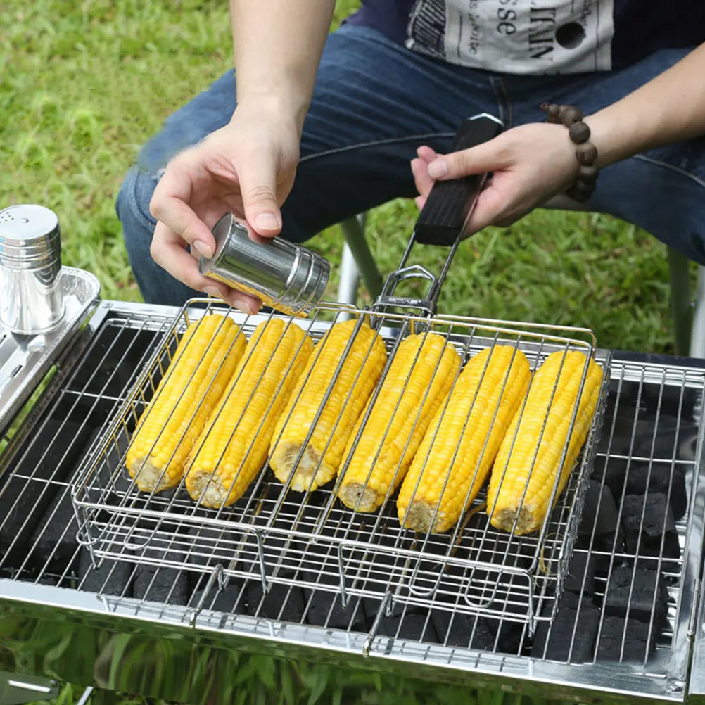

1Pcs Stainless Steel Grilling Net Durable Bbq Rack Portable Outdoor Camping Barbecue Tool Foldable Grill Fish Roast Silver