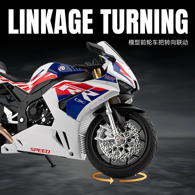 1:9 CBR1000RR-R Motorfietsen Speelgoedautomodellen Metaal Diecast Schokabsorptie Geluid Licht Rubberen Banden Miniatuur motoren jongen Geschenken