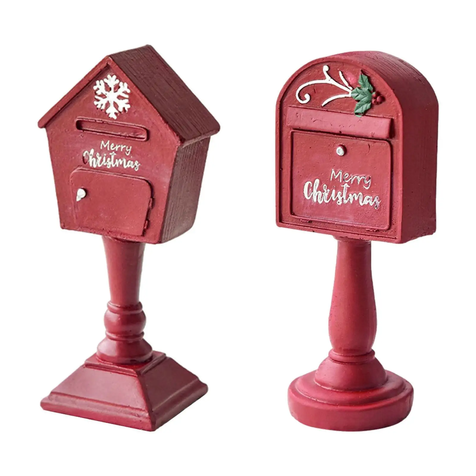 Christmas Sculpture Decorative Collectible Artwork Mailbox Statue Ornament for Bedroom Housewarming Bookshelf Desktop Fireplace