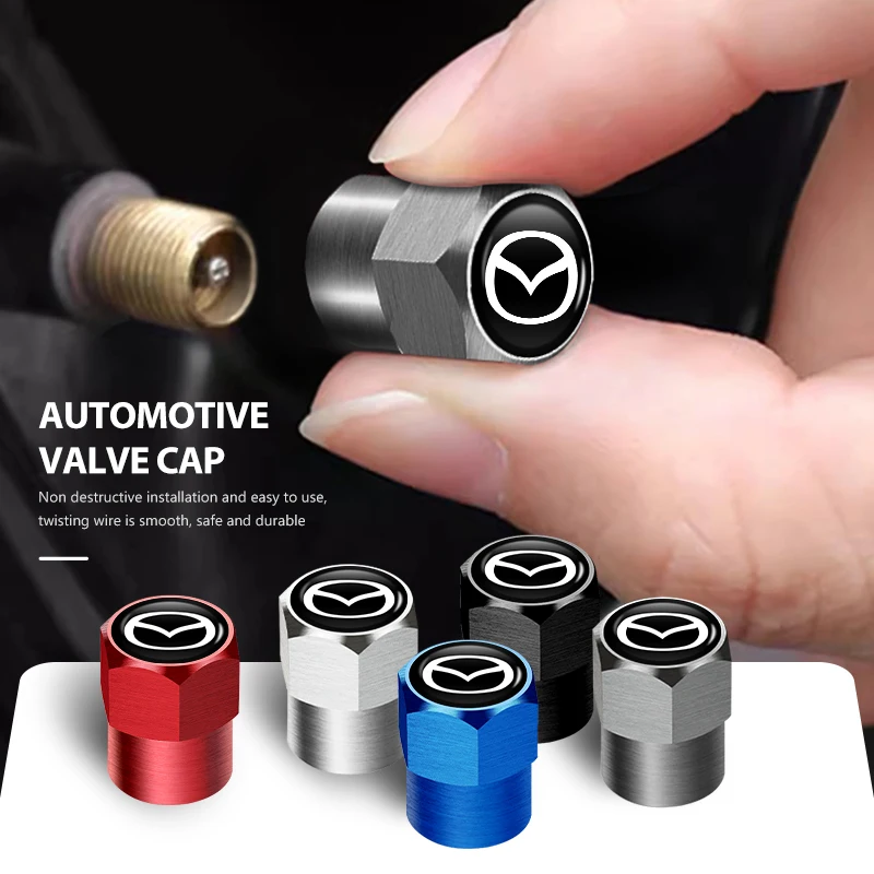 Комплект из 4 колпачков для ниппелей автомобильных колес, аксессуары для Mazda 3, CX3, CX4, CX5, CX7, CX8, CX9, CX30, RX7, Atenza, Axela