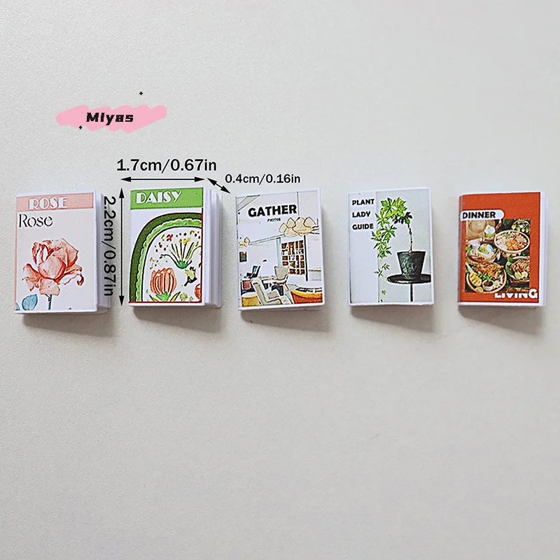 Juego de libros en miniatura para casa de muñecas, decoración para sala de estudio, accesorios de microescena para casa de muñecas, juguetes para juego de imitación, 5 uds.