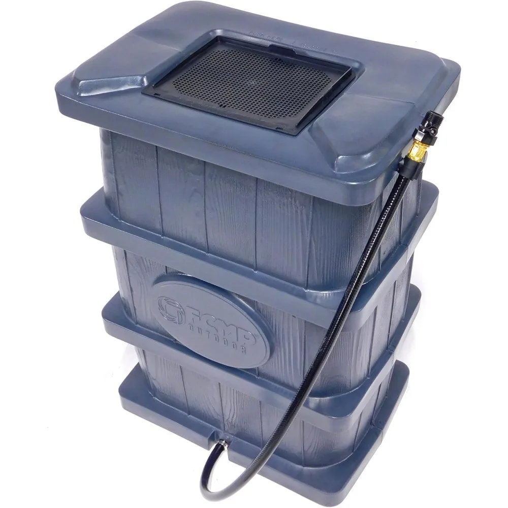 

Тонкий дизайн линии, 45 галлонов, древесное зерно, уличный домашний контейнер для улавливания дождевой воды, контейнер с плоской спинкой и патрубками - бесплатная доставка