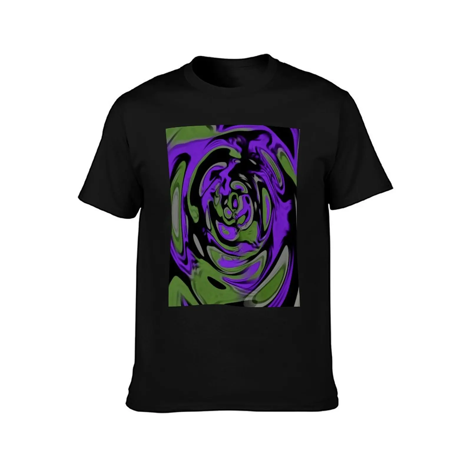 Composition in purple and green T-Shirt Summer Casual Cotton Tee Oversized Streetwear Tops Vintage Graphic Print 100% Cotton