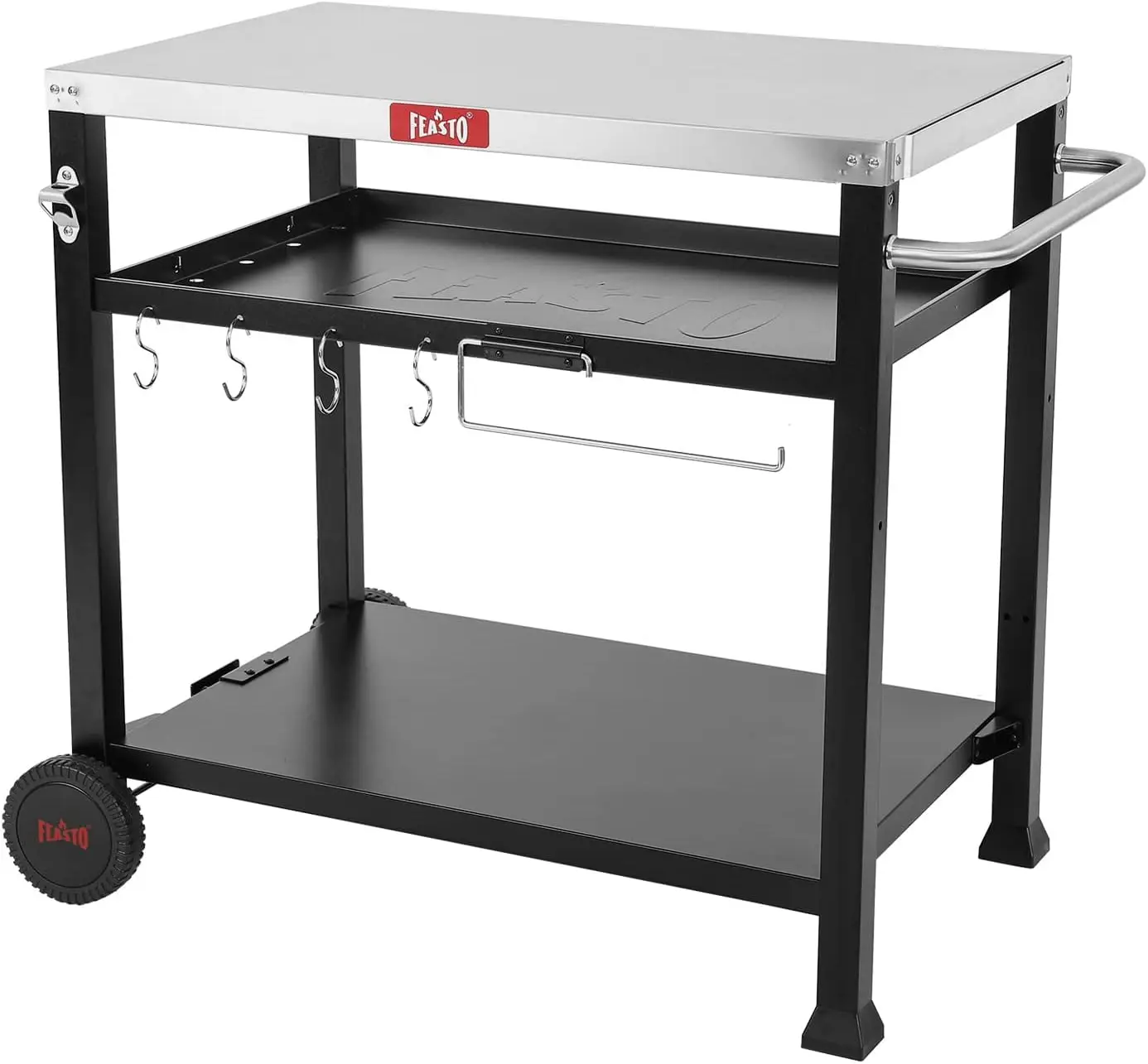 3-Outdoor Grill Table,Pizza Oven Table for Outside,Movable Grill Cart with Wheels,Indoor & Outdoor Cooking Station, Pizza Oven S