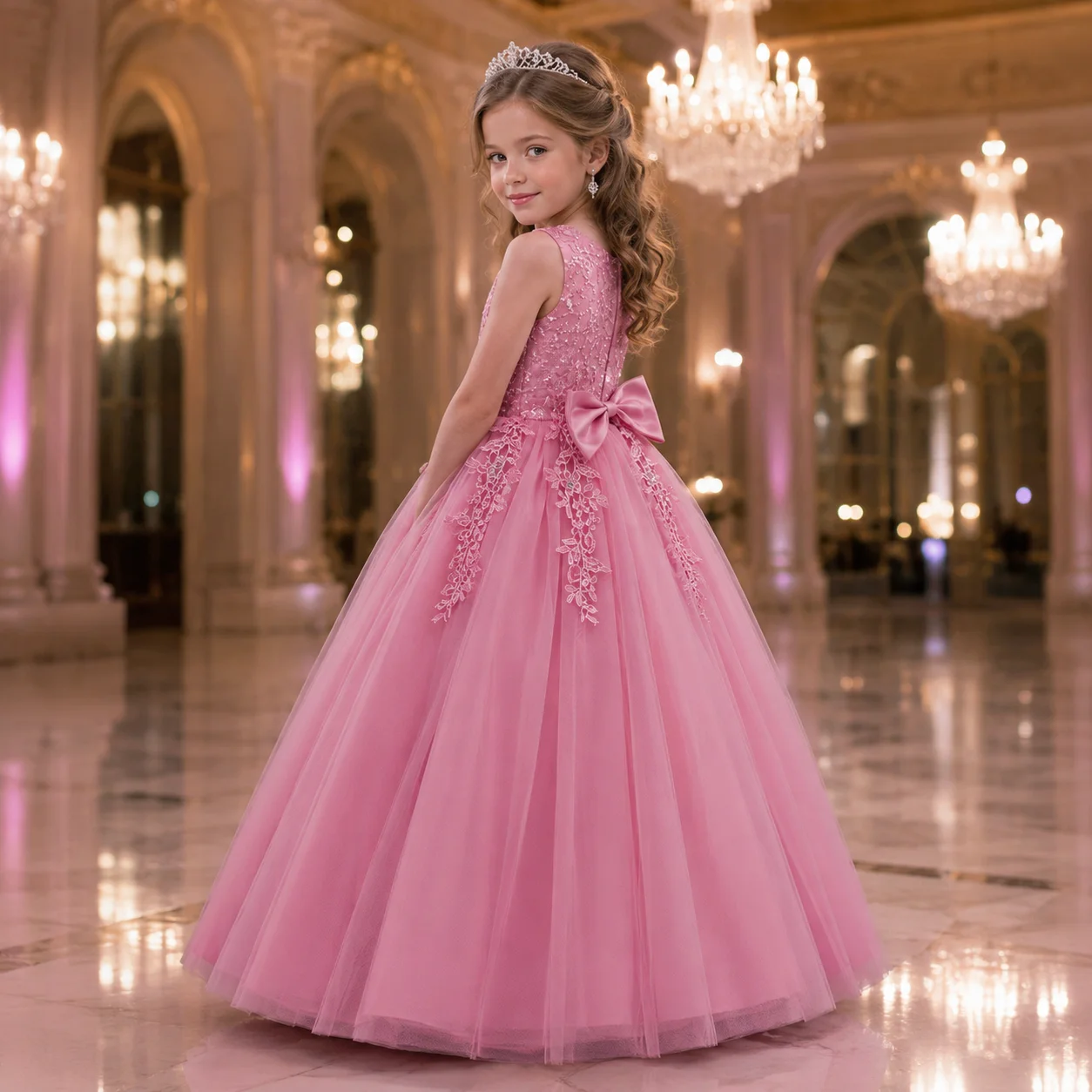 Middle and Large Children's Beauty Pageant Dress Elegant Girl Piano Performance Long Dress Sequin Embroidered Graduation Prom Dr