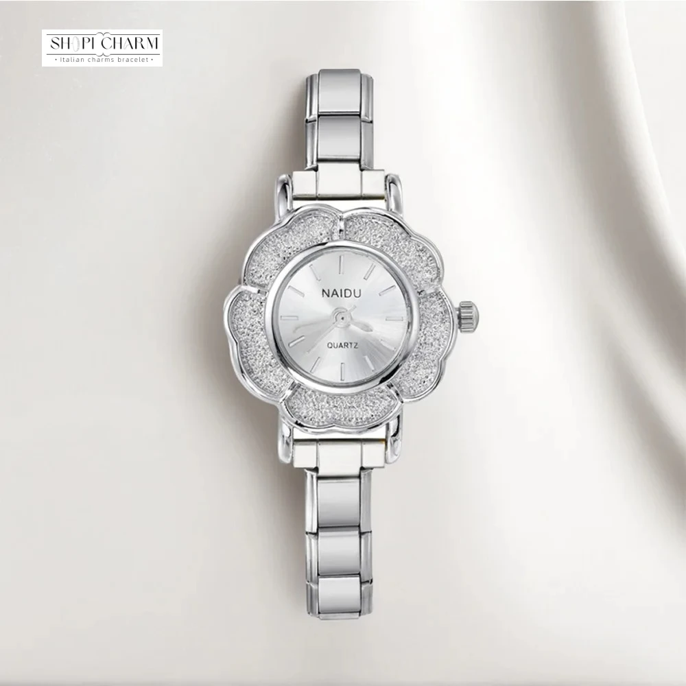 

Shopi модные цветочные женские наручные часы кварцевые итальянские браслеты из нержавеющей стали с цирконием Роскошные оптовые продажи Прямая доставка