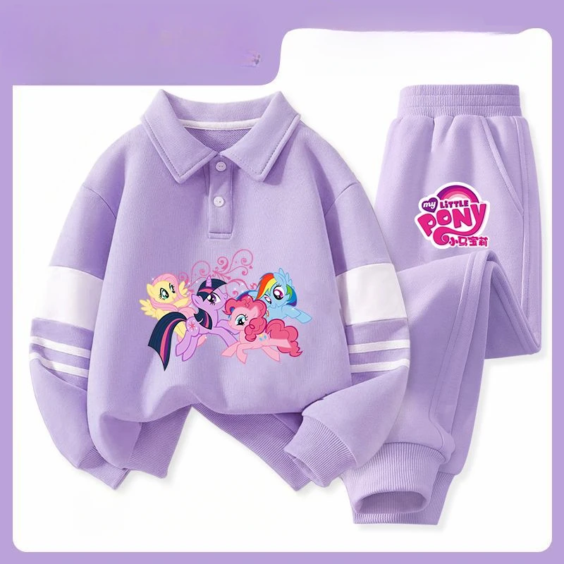 My Little Pony Pinkie Pie Fluttershy Rainbow Dash Cute Kawaii Anime Movie Sweatshirt Set Cartoon Creative Children's Sportswear