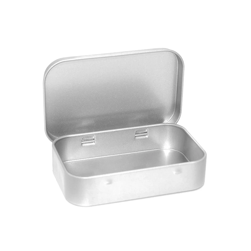 1PC Small Empty Metal Tin Silver Black Rectangular Flip Storage Box Case Organizer for Money Coin Candy Key Container Jar Cans