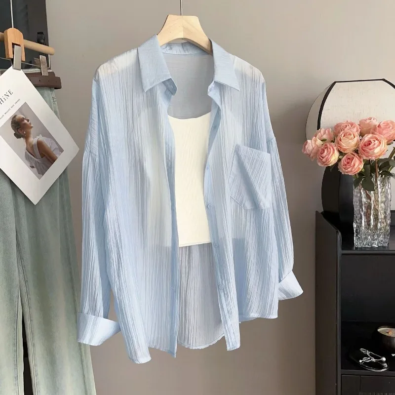 Wrinkle-Resistant Sun Shirt - Loose Fit UV Protection Cover-Up