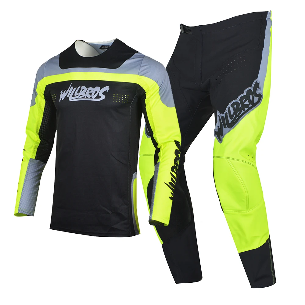 

Willbros Flexair Mach Gear Set Motocross MX Jersey Pants Dirt Bike Outfit Offroad Race Fluo Yellow Kit