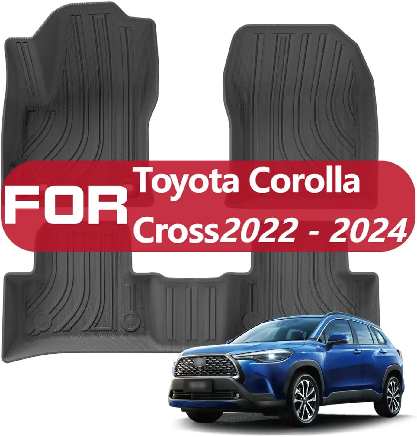 

Автомобильные коврики для Toyota Corolla Cross 2022 2023 2024 Всепогодные напольные вкладыши 1-й и 2-й ряд TPE Защитные накладки Ant
