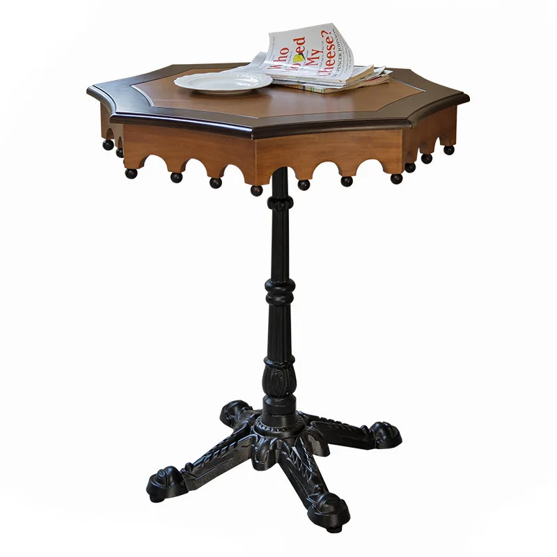 Carousel Table Vintage Solid Wood Polygonal Small Table Home French Small House Balcony Tea Table Creativity