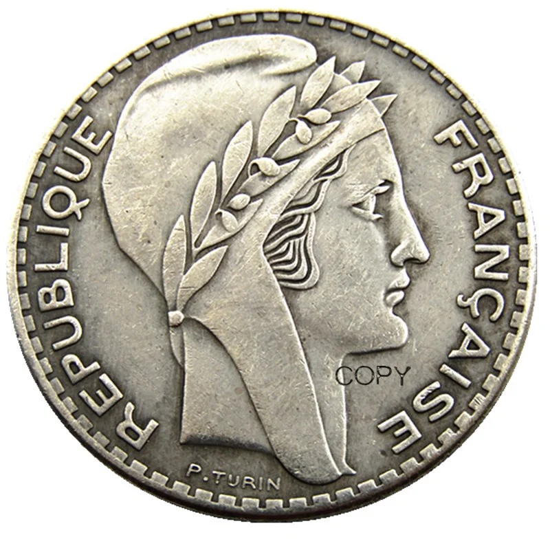 France 1929 20 Francs Silver Plated Copy Coins