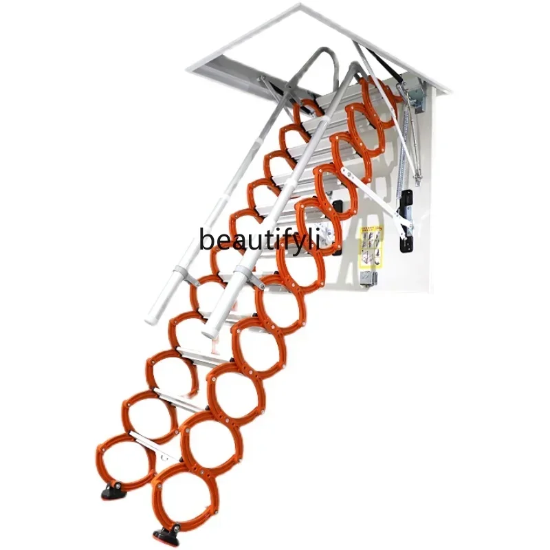 

Telescopic staircase manual thickening villa folding stretch lift indoor and outdoor duplex invisible