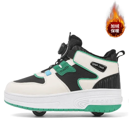 أحذية عصرية بعجلتين، أضف الصوف للدفء في أحذية المشي الشتوية للأطفال، أحذية رياضية خارجية 31-42 هدية للأطفال #3