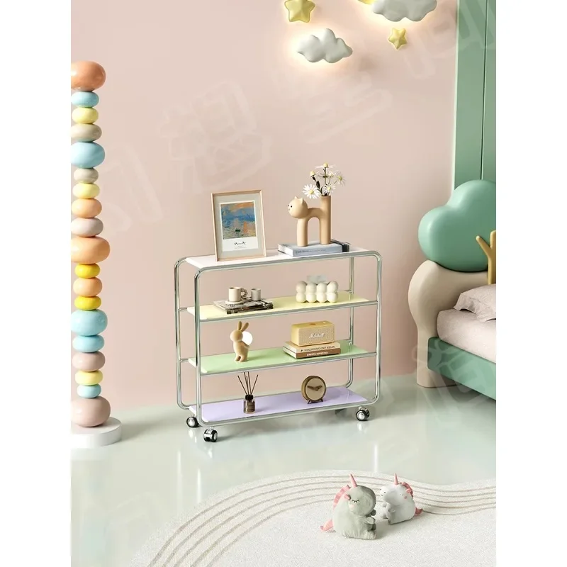 Cream of dopamine removable sofa side several stainless steel side cabinet bedroom storage shelf trolley