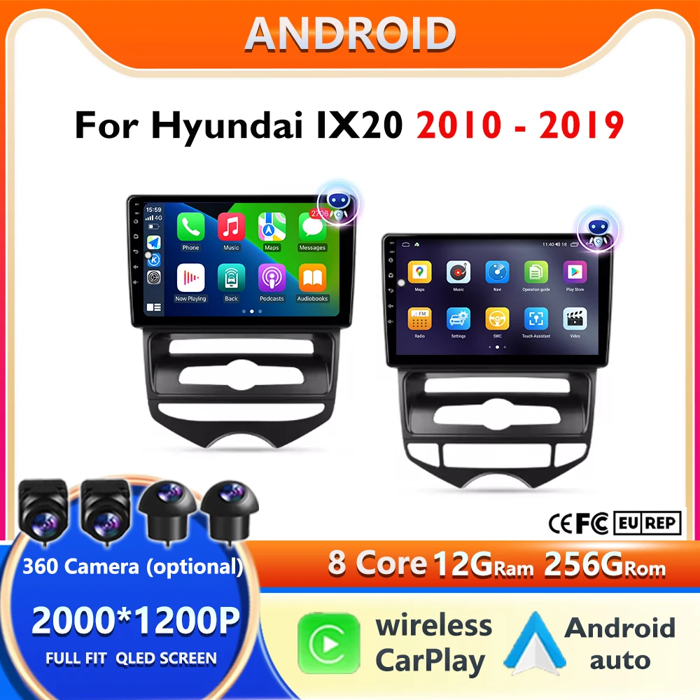 

QLED screen material Car Radio Multimedia Video Player Navigation stereo GPS Android 15 4G For Hyundai IX20 2010 - 2019 8CORE
