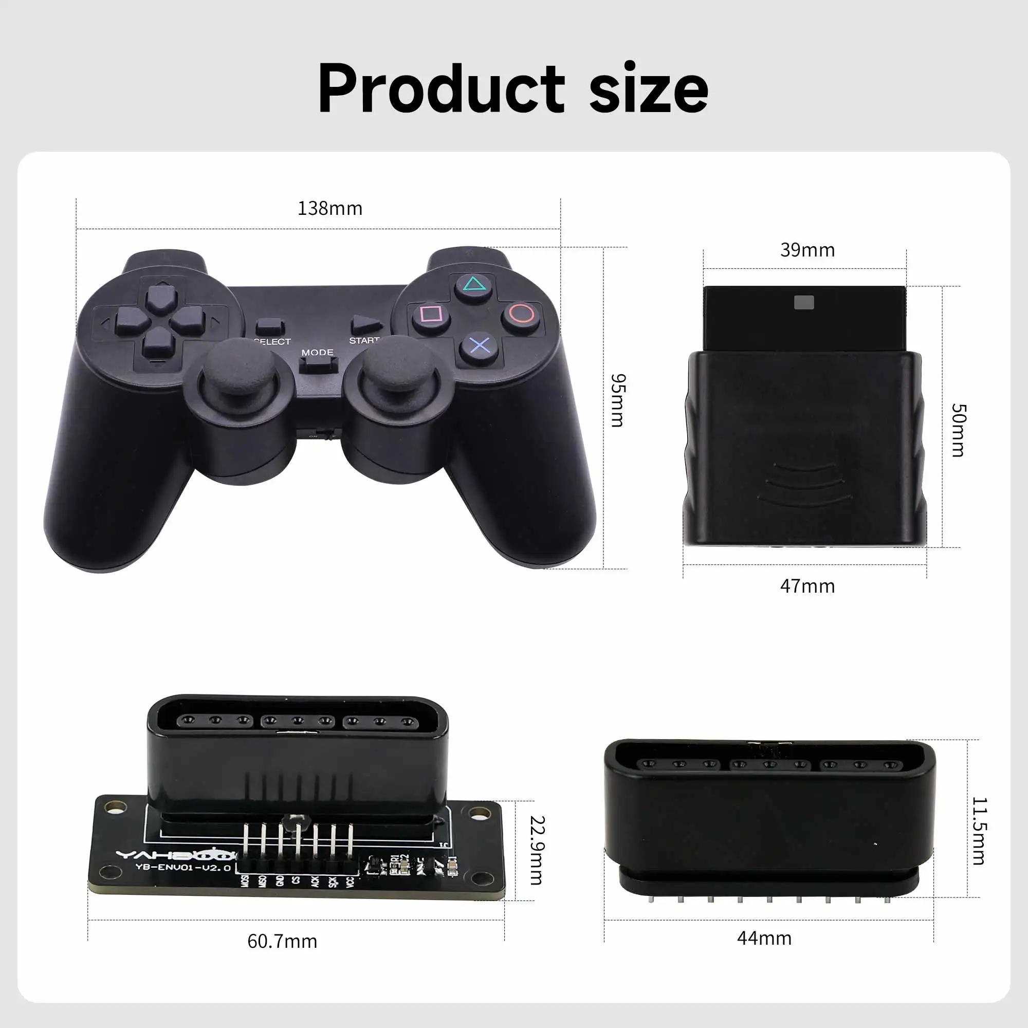 2.4G PS2 Wireless Remote Controler Gamepad 3 in 1 Joystick Smart Car and Robot Special Handle With Receiver Adapter and Battery