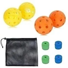 Orange Indoor Outdoor Pickleball Balls Grip Tapes Mesh Ball Bag