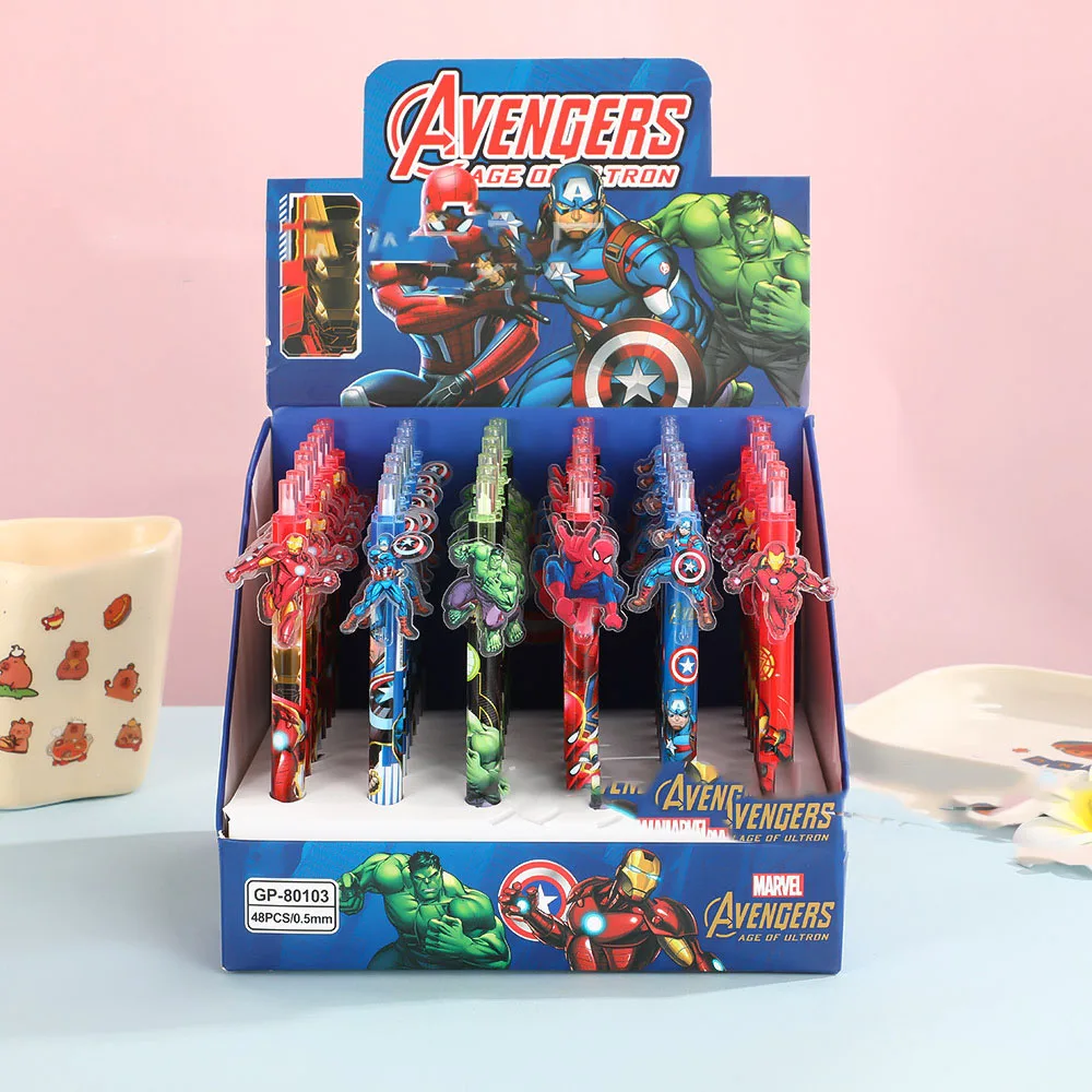 12/48pcs For Spider-Man  Gel Pens Quick-Drying Pens, Student Writing Cartoon Ballpoint Pen Press Pen Markings School Stationery