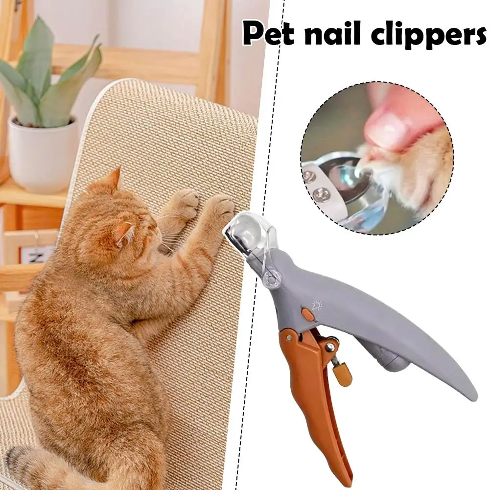Dog Cat LED Nail Clipper Trimmer, Magnifier Bloodline View Anti-Splash Pet Nail Scissors Safe Home Grooming Manicure Care Tool