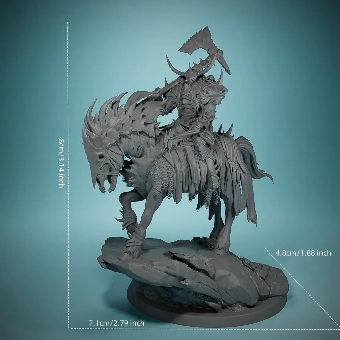 80mm Dark Night Death Horse Board Game Chess Pieces Horseback Warrior Resin Model DIY Coloring Self-assembly Figurines view 3