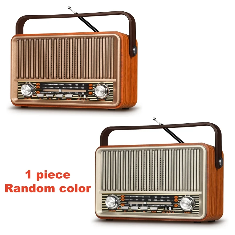 

Классический винтажный ретро деревянный домашний перезаряжаемый Bluetooth стерео Mp3 музыкальный плеер динамики Am FM Sw многодиапазонное портативное радио