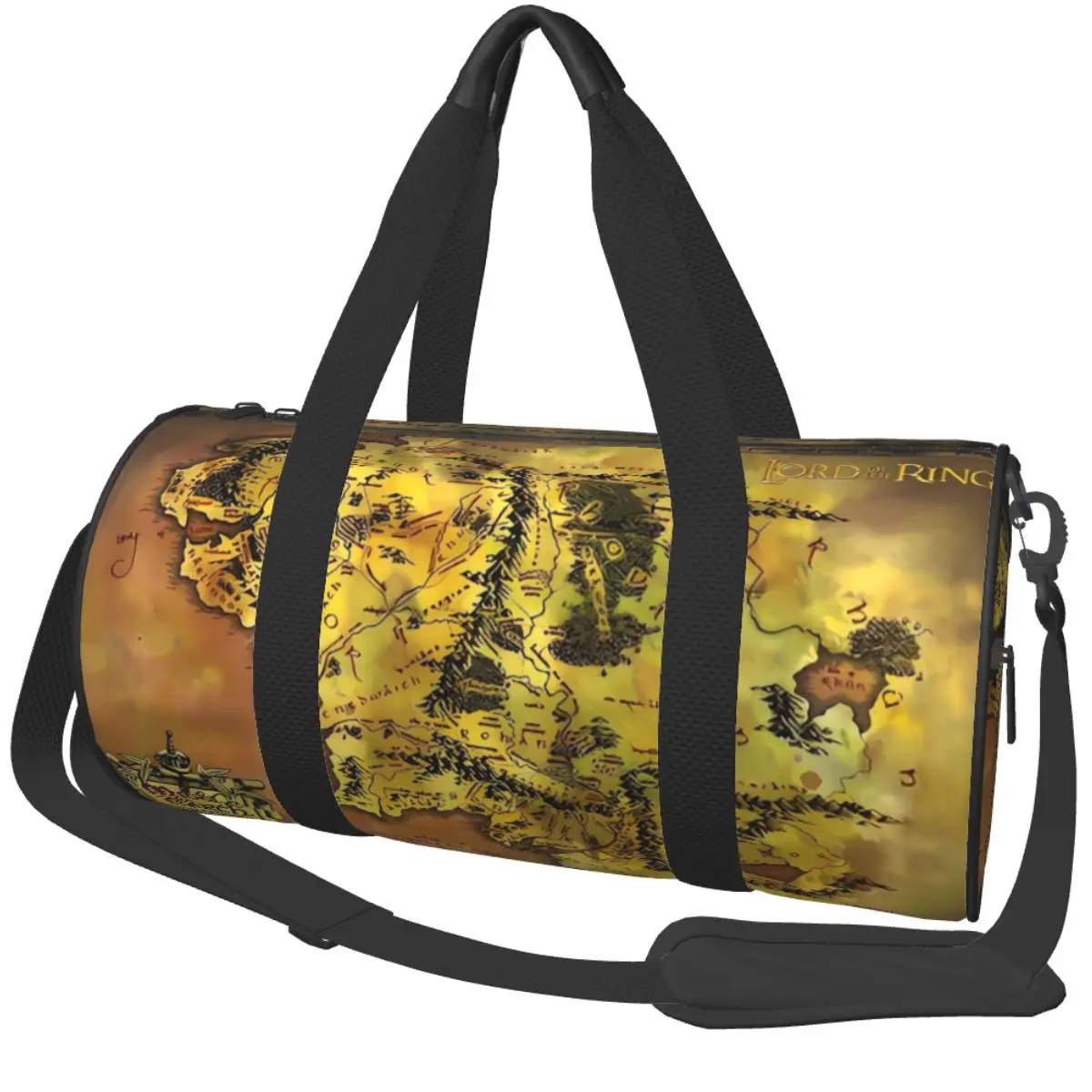 L-Lords Of The R-Rings Map Tolkien Books Literature Middle Earth Sport Bags Gym Gym Bag Weekend Men's Handbag  Fitness Bag