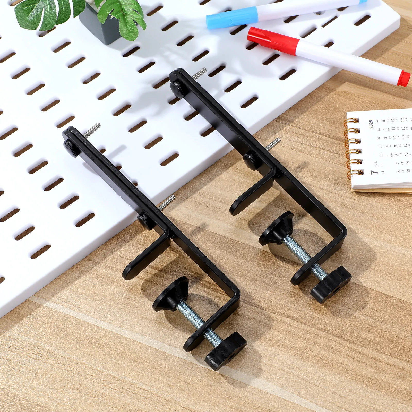 

2Pcs Desk Edge Connector Strong Iron Pegboard Panel Support Brackets Tabletop Pegboard Display Stand Stable Desk Mount Fixing