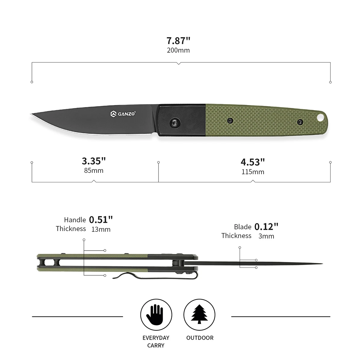 58HRC Ganzo G721B knife 440C blade G10 Handle tactical Folding knife Survival Camping tool edc Pocket Knife outdoor tool