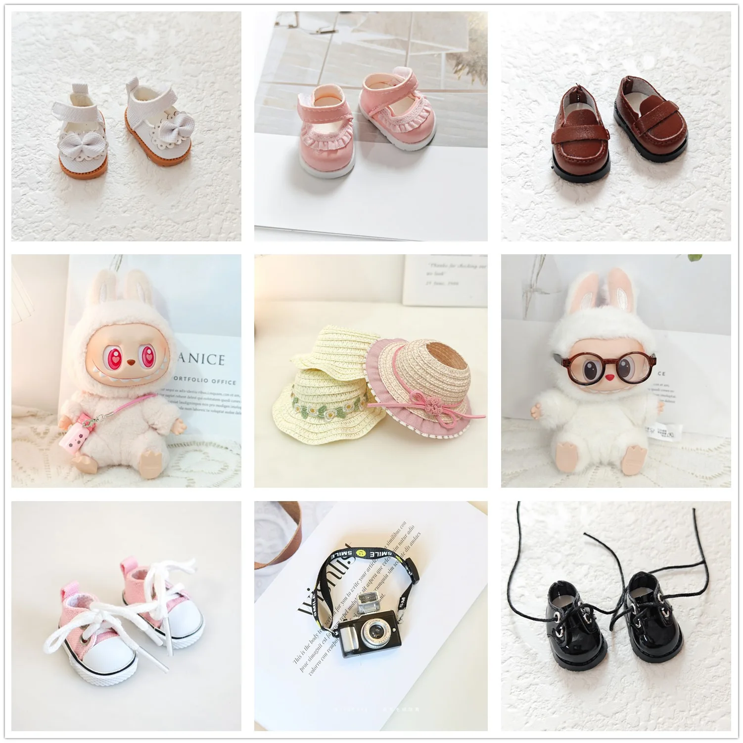 

Фигурки слепых коробок Labubu, аксессуары, очки, камеры, туфли принцессы, парусиновые туфли, головные уборы (просто аксессуары)