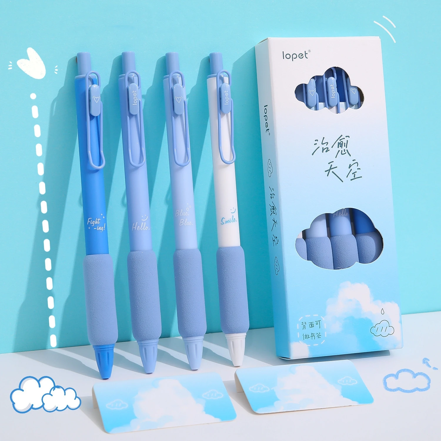 

Набор гелевых ручек Blue Sky, 4 шт., мягкие на ощупь шариковые ручки 0,5 мм, черные чернила для письма, офиса, школы A7359