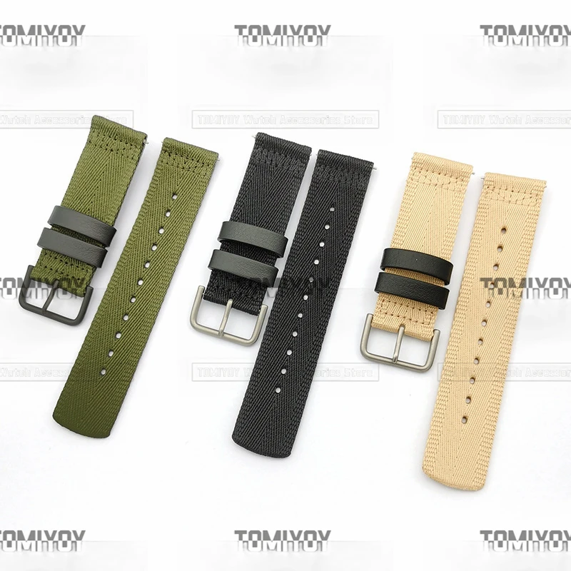 24MM Flat End Black Beige Green Canvas Nylon Watch Strap Fit For PRG-600YB PRW-6600 650