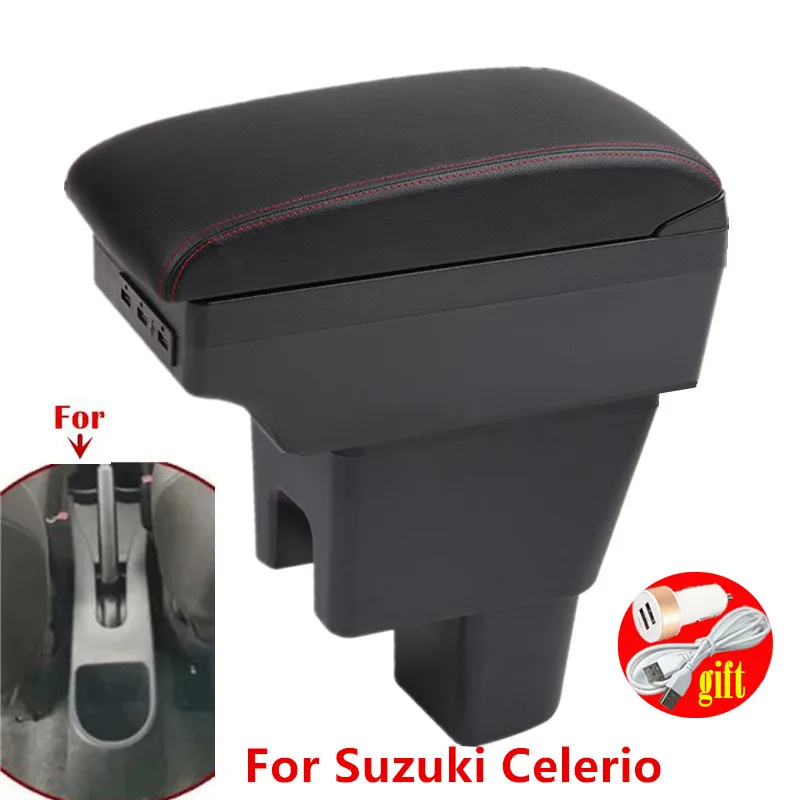 

For Suzuki Celerio Armrest box For Suzuki Celerio Car Armrest Center Storage box with USB Port Interior Retrofit Car Accessories