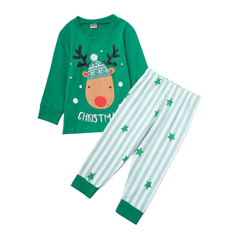 Christmas Winter Children Clothing Pentagram Striped Pants+Santa Claus Cotton Long Sleeve Two Piece Set Boys Girl Christmas Suit