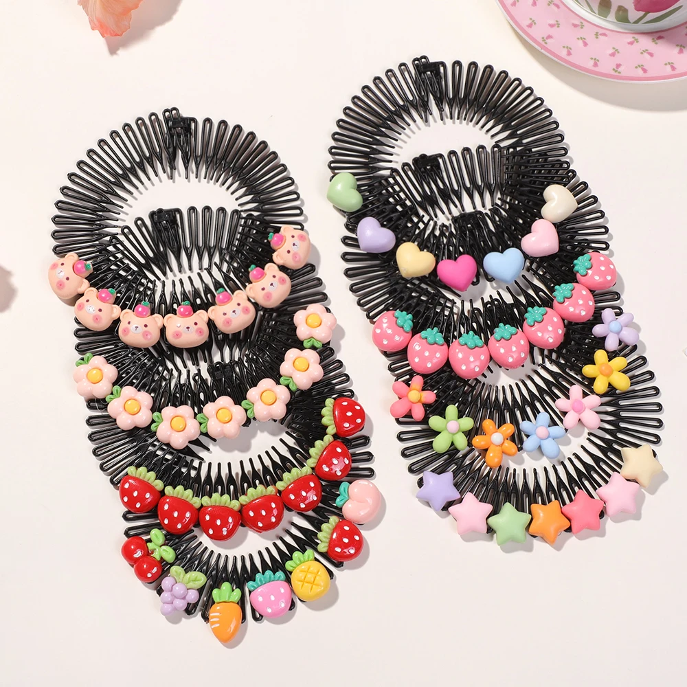 

3Pcs New Children Y2k Star Colorful Hair Comb Broken Headband Hair Clips Bunny Cute Headdress Princess Girls Hair Accessories