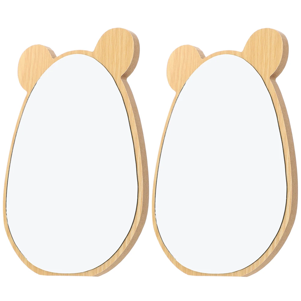 

Wooden Makeup Clear Glass Desk for Bedroom Living Room Detachable Vanity Mirror Stable Wood Base Decorative Mirror