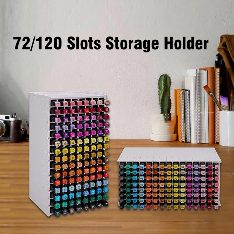 Marker Organizer Desktop Storage Holder 72/120 Slots Watercolour Pens Pencils Art Brushes Stationary Organizer Pen Holder