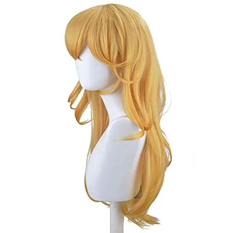Peach Wig Golden Princess Wig with Bangs Peach Crown Cosplay Long Wig Halloween Costume Party Anime