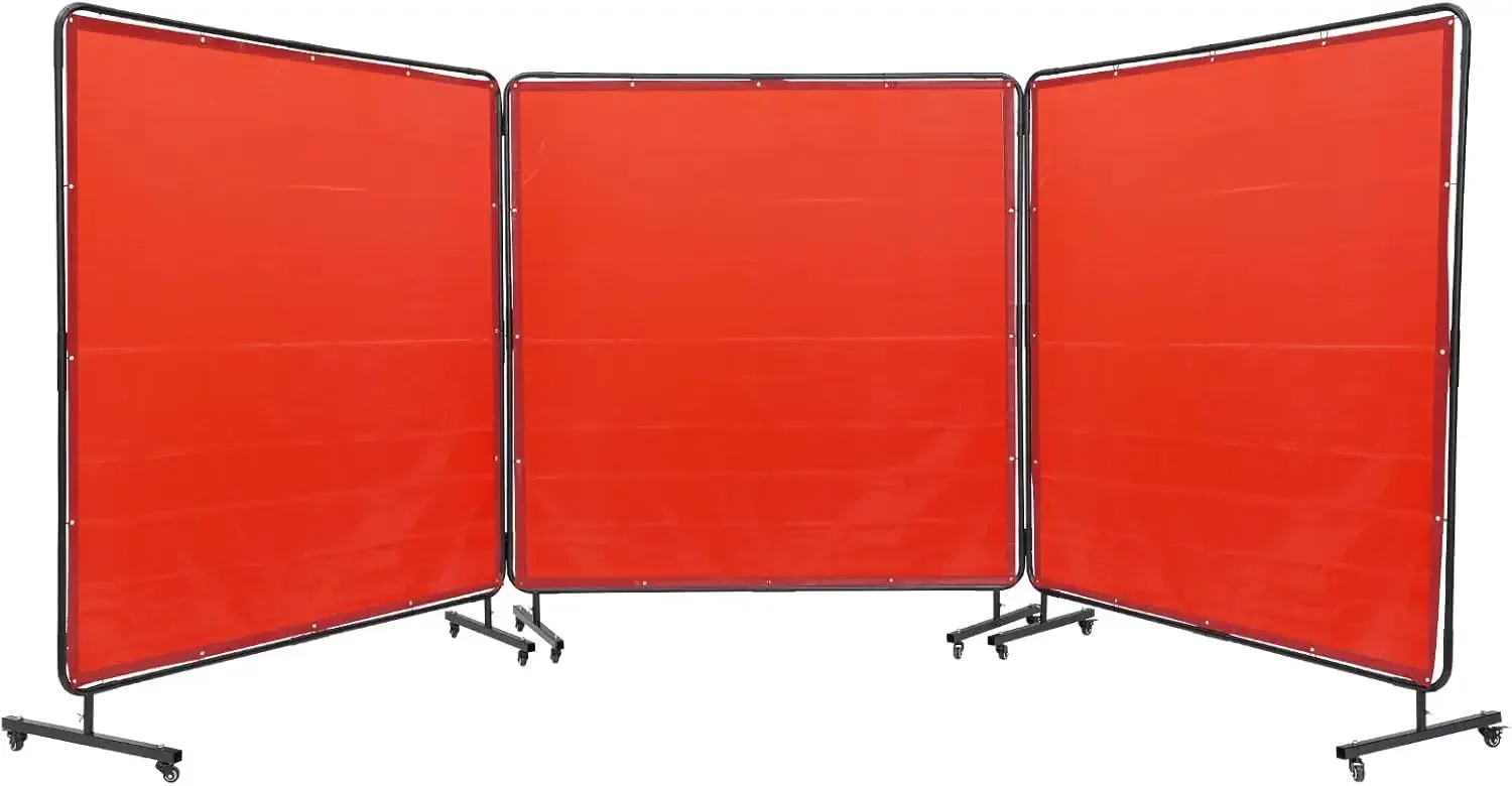 Welding Screen with Frame, 6' x 6' 3 Panel Welding Curtain Screens