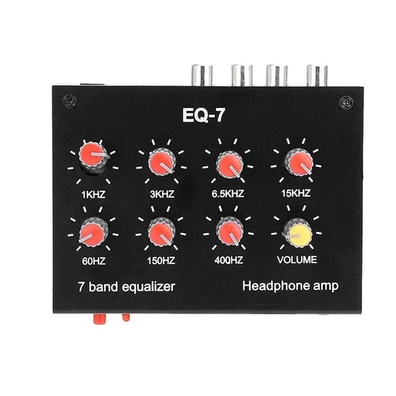 Stereo 7 Band Sound Equalizer RCA Output Input 12dB High Bass Adjustment Audio Amplifier Dual Channel Digital Equalizer