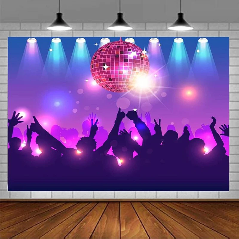 Photography Backdrop Neon Night Club Disco Ball Background 70s 80s 90s Birthday Party Decoration Banner Photo Poster