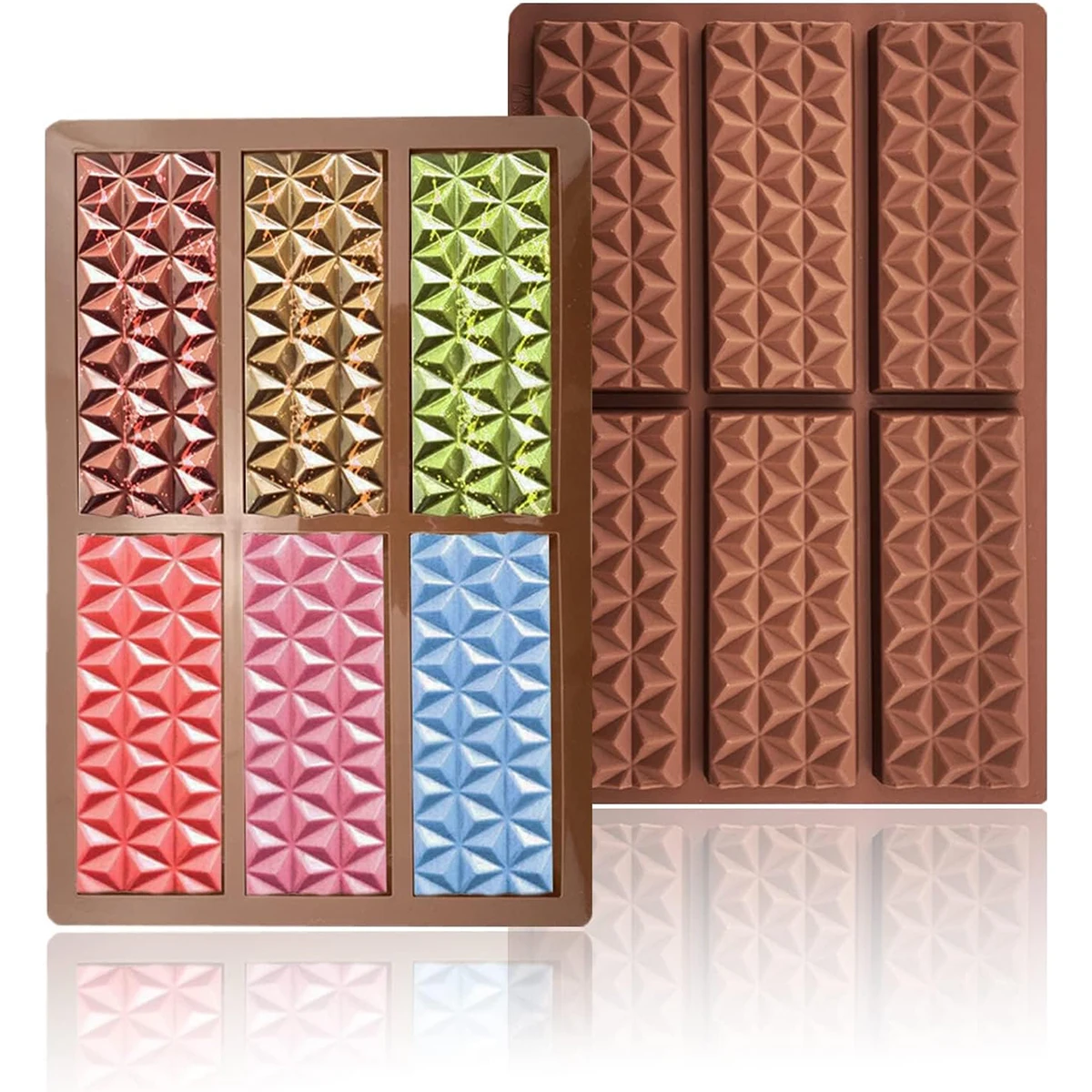 Bloque de Chocolate largo clásico, molde de seguridad de calidad alimentaria, cubitos de hielo de pastel de Chocolate de silicona con diamante, fáciles de desmoldar